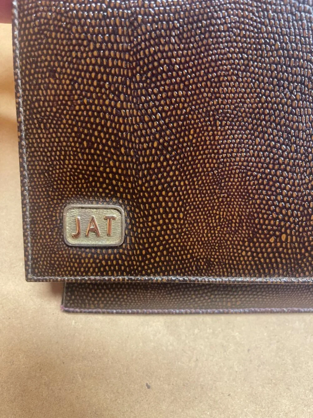 Vintage Genuine Lizard Skin Clutch Chain Crossbody Bag Unbranded Monogram JAT